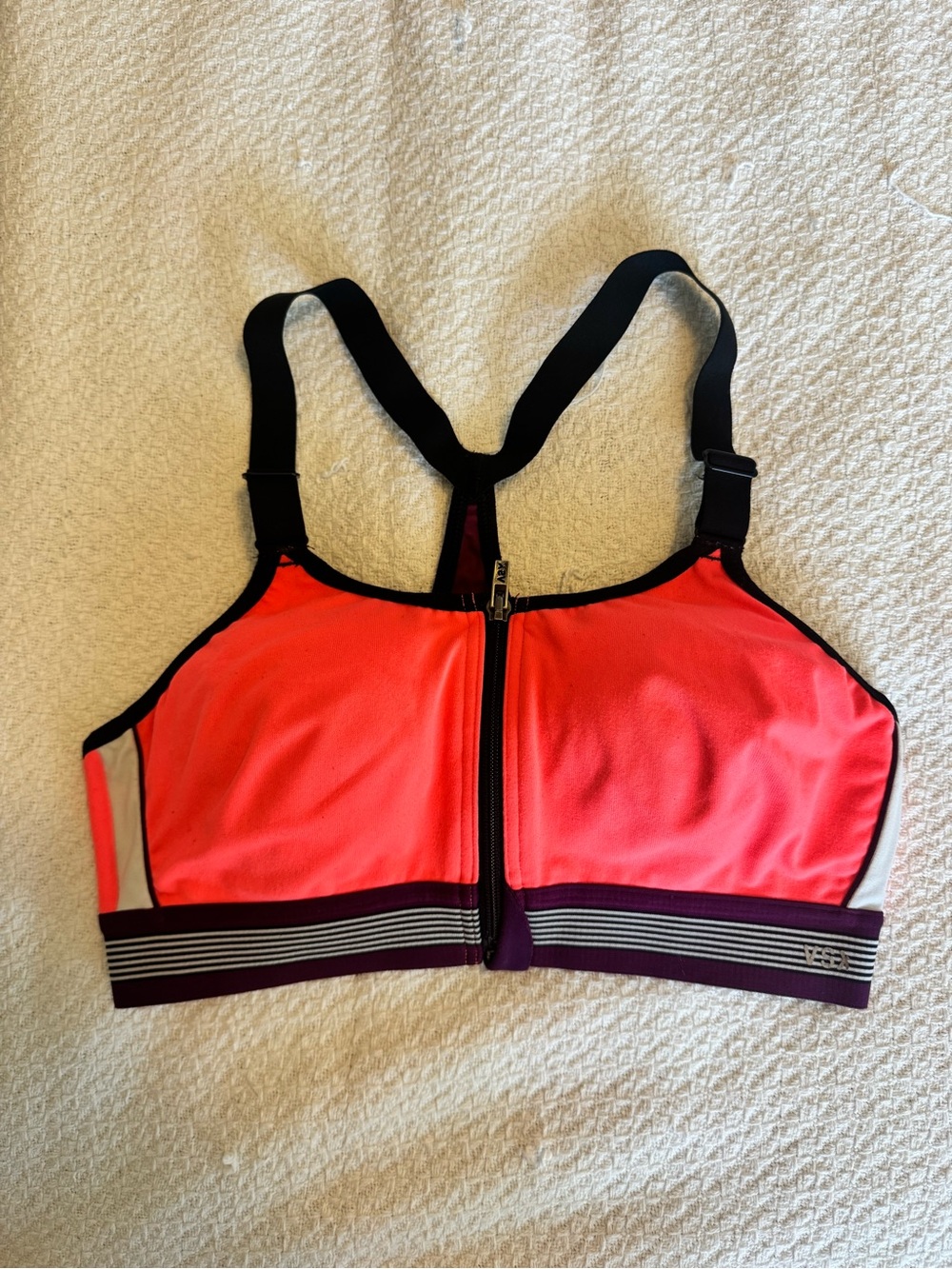 VSX Coral Pink Front-Zip High Support Sports Bra